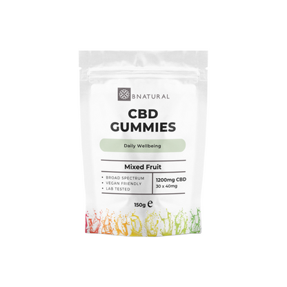 Bnatural 1200mg Broad Spectrum CBD Mixed Fruit Gummies - 30 Pieces - ScentiMelti Home Fragrance, Beauty & Gifts UK