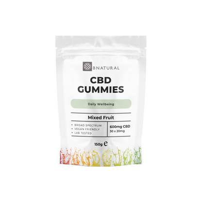 Bnatural 600mg Broad Spectrum CBD Mixed Fruit Gummies - 30 Pieces - ScentiMelti Home Fragrance, Beauty & Gifts UK