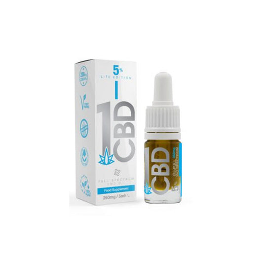 1CBD 5% Pure Hemp 250mg CBD Oil Lite Edition 5ml - ScentiMelti Home Fragrance, Beauty & Gifts UK