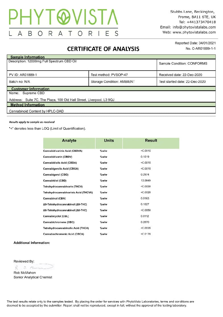 Supreme CBD 12000mg Full Spectrum CBD Tincture Oil - 100ml - ScentiMelti Home Fragrance, Beauty & Gifts UK