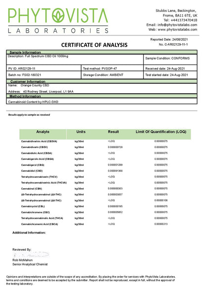 Orange County CBD 1000mg Full Spectrum CBD Oil - 10ml - ScentiMelti Home Fragrance, Beauty & Gifts UK
