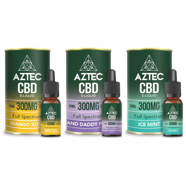 Aztec CBD 300mg CBD Vaping Liquid 10ml (50PG/50VG) The CBD Hut ScentiMelti Wax Melts