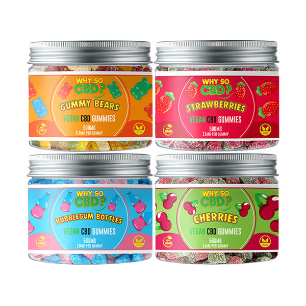 Why So CBD? 500mg Broad Spectrum CBD Small Vegan Gummies - 11 Flavours - ScentiMelti Home Fragrance, Beauty & Gifts UK