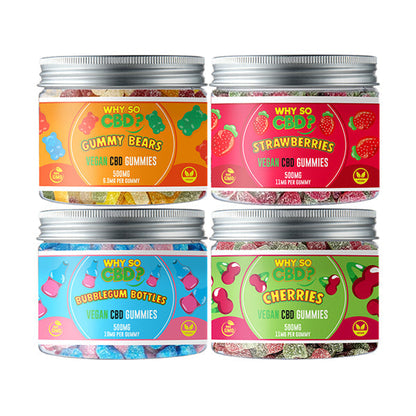 Why So CBD? 500mg Broad Spectrum CBD Small Vegan Gummies - 11 Flavours - ScentiMelti Home Fragrance, Beauty & Gifts UK