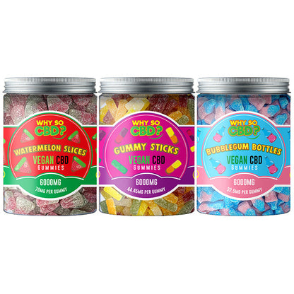 Why So CBD? 6000mg CBD Large Vegan Gummies - 11 Flavours - ScentiMelti Home Fragrance, Beauty & Gifts UK