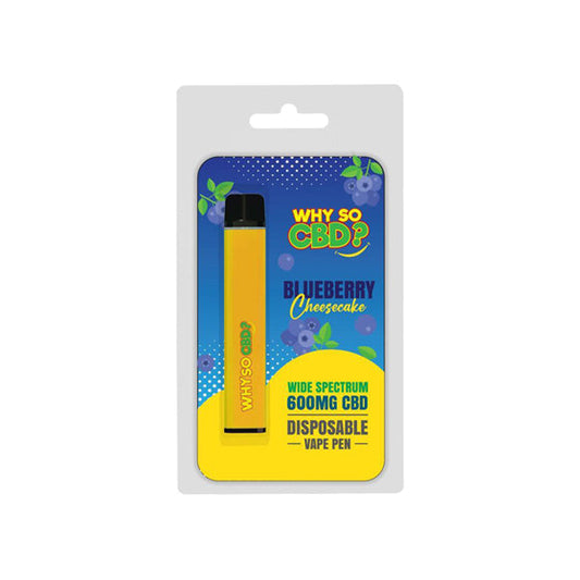 Why So CBD? 600mg Wide Spectrum CBD Disposable Vape Pen - 12 Flavours - ScentiMelti Home Fragrance, Beauty & Gifts UK