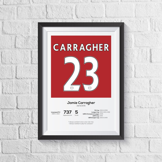 Jamie Carragher Liverpool Legend Stats Print MOTM Football ScentiMelti Wax Melts