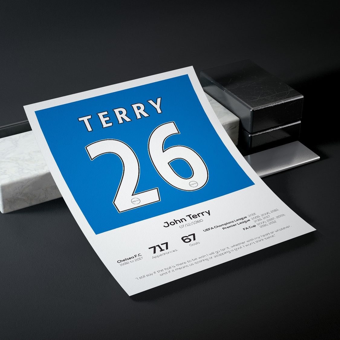 John Terry Chelsea Legend Stats Print MOTM Football ScentiMelti Wax Melts