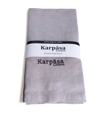 Kitchen Towel Grey - Pack of 2 - Organic Cotton Karpāsa London ScentiMelti Wax Melts