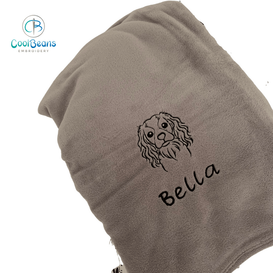 Pet Fleece Blanket - King Charles Spaniel - Personalised Cool Beans Embroidery & Personalisation ScentiMelti Wax Melts