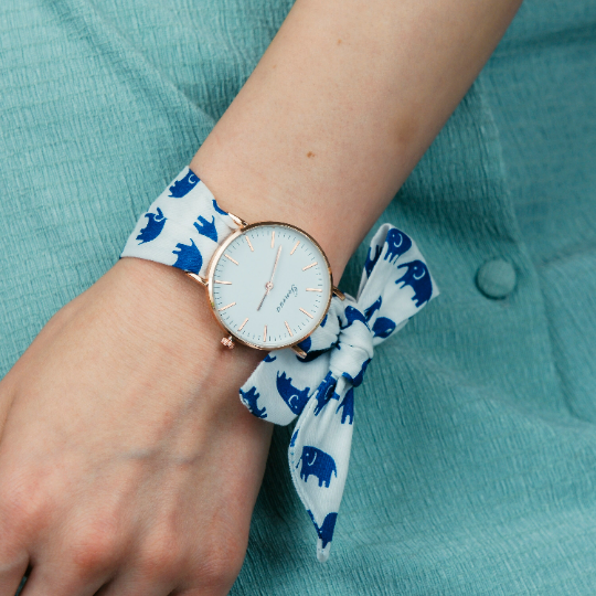 Red Elephant Print Changeable Fabric Strap Boho Tie Wristwatch The Colourful Aura ScentiMelti Wax Melts