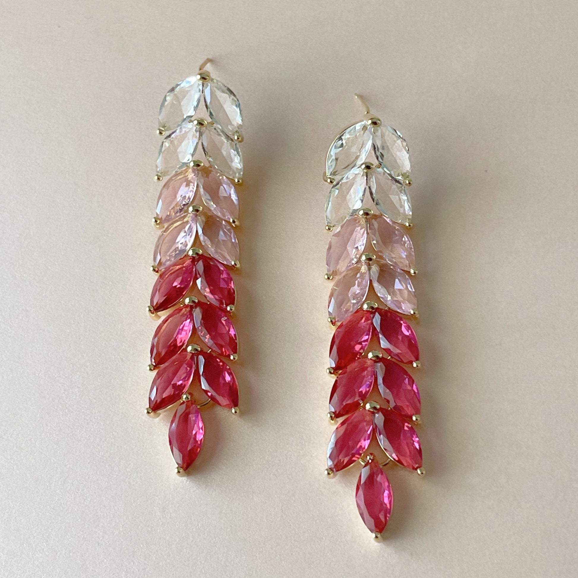 India Jewelled Pink Ombre Drop Earrings - ScentiMelti Home Fragrance, Beauty & Gifts UK