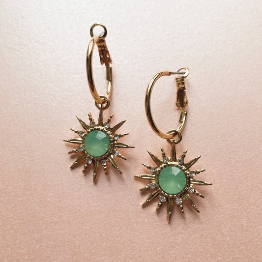 Solina Aqua Gem Hoop Earrings - ScentiMelti Home Fragrance, Beauty & Gifts UK