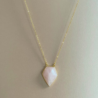 Athena Luxe Faceted Rose Quartz Necklace - ScentiMelti Home Fragrance, Beauty & Gifts UK