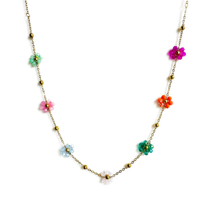 Lucy Multicoloured Beaded Flower Necklace - ScentiMelti Home Fragrance, Beauty & Gifts UK