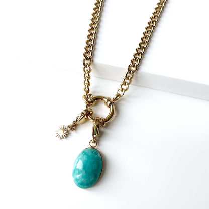 Stella Luxe 18k Gold Plated Turquoise Pendant Necklace - ScentiMelti Home Fragrance, Beauty & Gifts UK