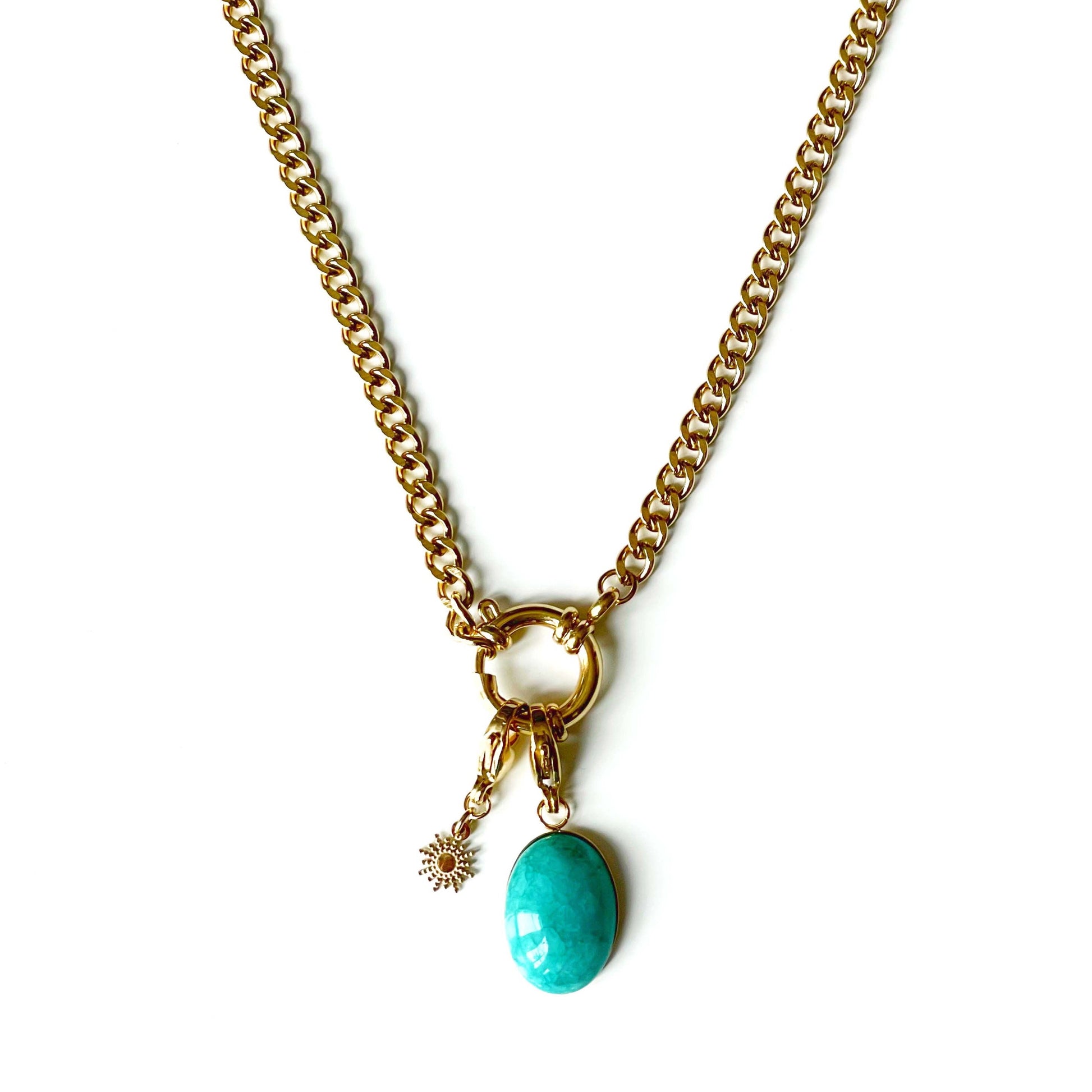 Stella Luxe 18k Gold Plated Turquoise Pendant Necklace - ScentiMelti Home Fragrance, Beauty & Gifts UK