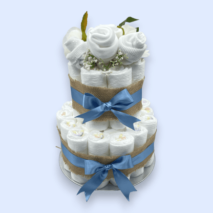 Elegant 2-Tier Naked Nappy Cake with Floral Clothing Arrangement Love & Tiers ScentiMelti Wax Melts