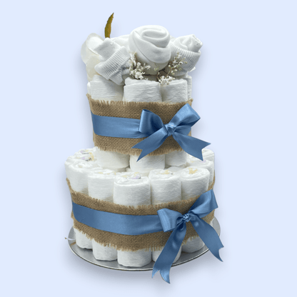 Elegant 2-Tier Naked Nappy Cake with Floral Clothing Arrangement Love & Tiers ScentiMelti Wax Melts