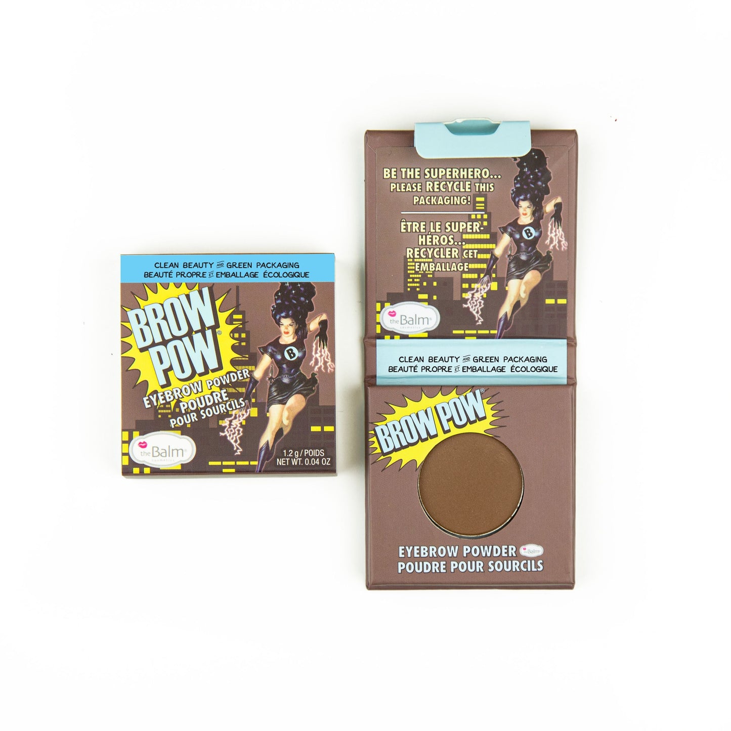 theBalm Clean and Green BROW POW® Eyebrow Powder Light Brown 1.2g - ScentiMelti Home Fragrance, Beauty & Gifts UK