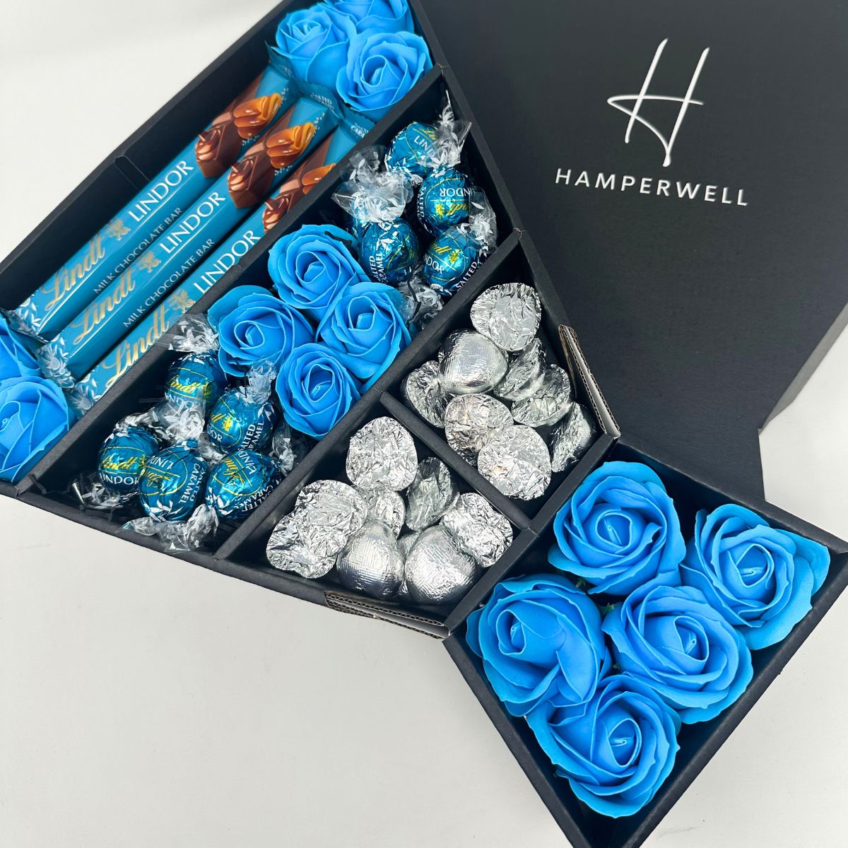 Lindt Lindor Signature Chocolate Bouquet With Blue Roses