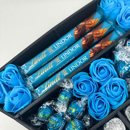 Lindt Lindor Signature Chocolate Bouquet With Blue Roses