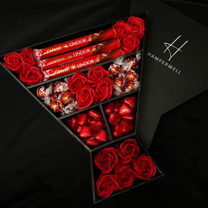 Lindt Lindor Signature Chocolate Bouquet With Red Roses - ScentiMelti  Lindt Lindor Signature Chocolate Bouquet With Red Roses