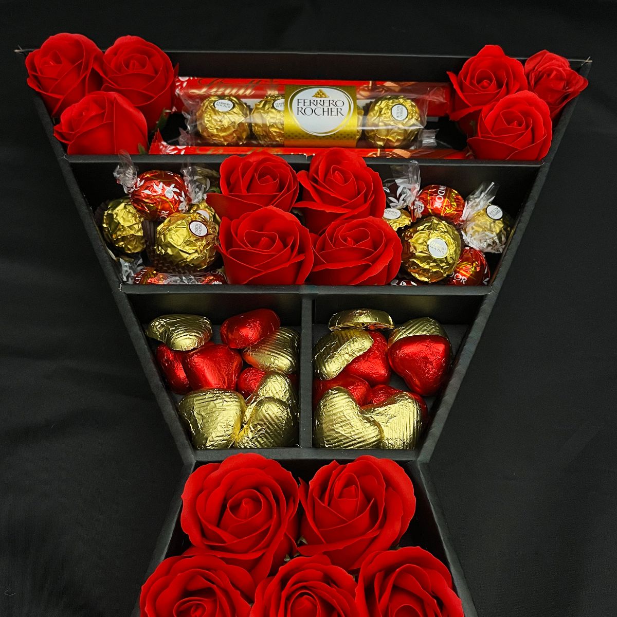 Lindt Lindor & Ferrero Rocher Signature Chocolate Bouquet With Red Roses
