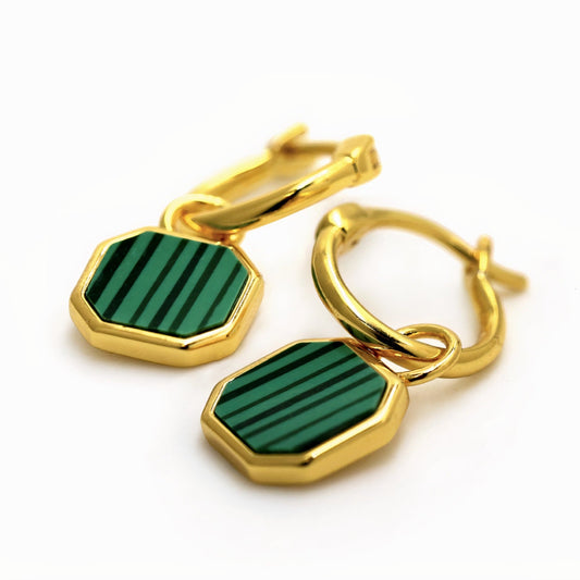 Good Vibes Malachite Charm Hoop Earrings 18K Gold Vermeil Gemsa.co.uk ScentiMelti Wax Melts