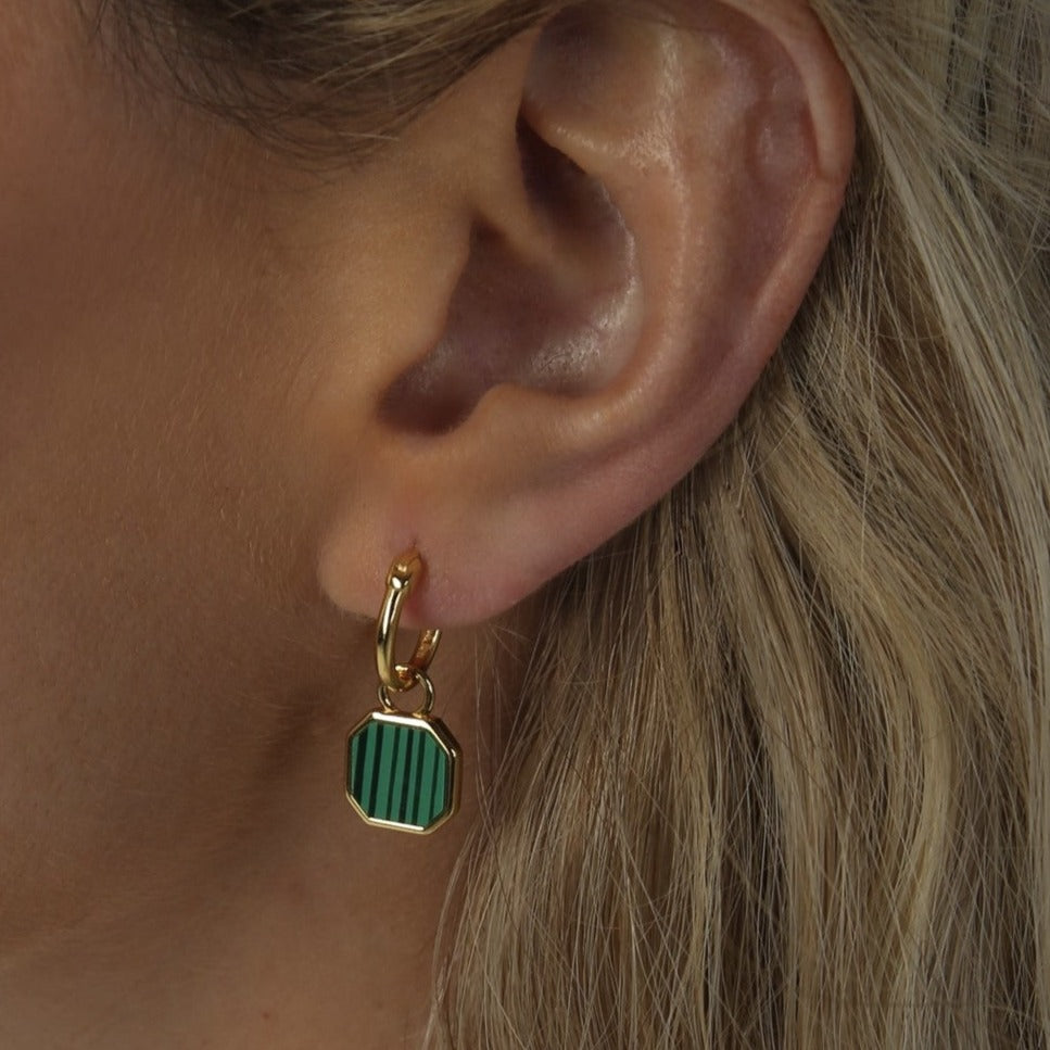 Good Vibes Malachite Charm Hoop Earrings 18K Gold Vermeil Gemsa.co.uk ScentiMelti Wax Melts