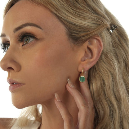 Good Vibes Malachite Charm Hoop Earrings 18K Gold Vermeil Gemsa.co.uk ScentiMelti Wax Melts