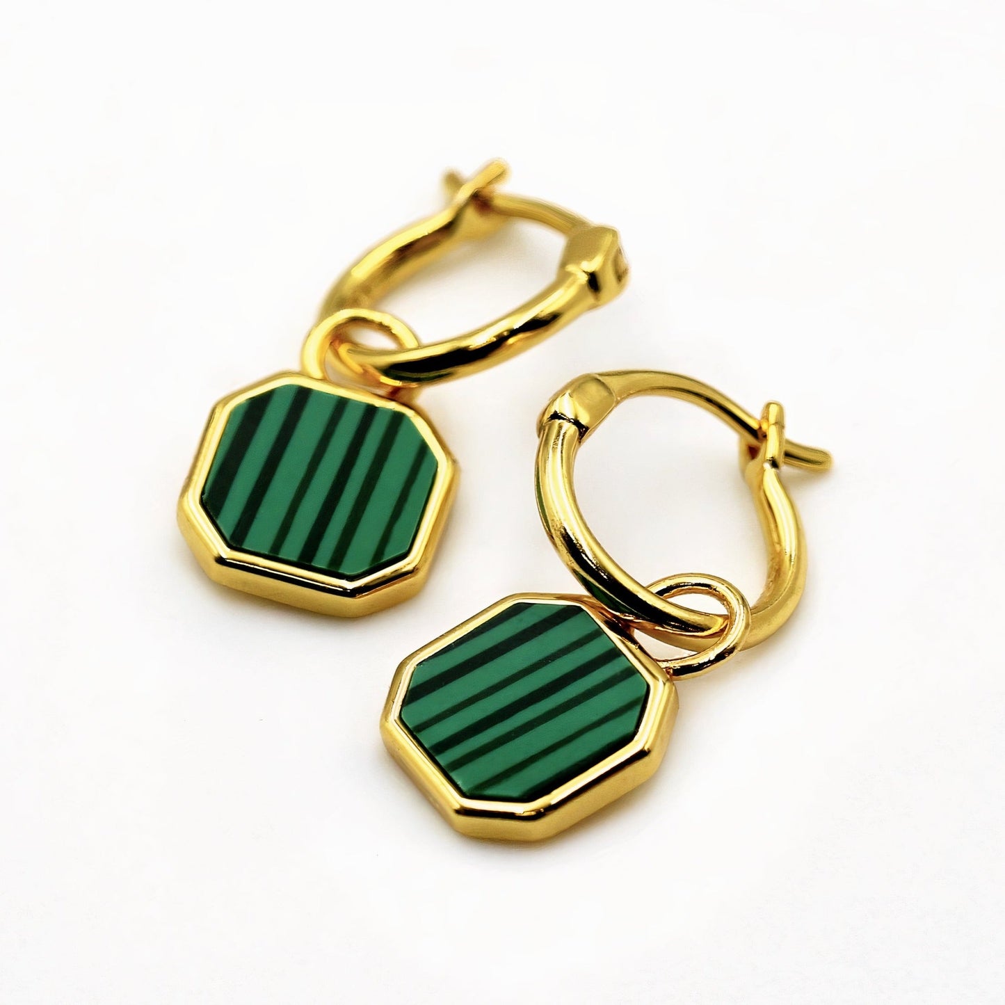 Good Vibes Malachite Charm Hoop Earrings 18K Gold Vermeil Gemsa.co.uk ScentiMelti Wax Melts