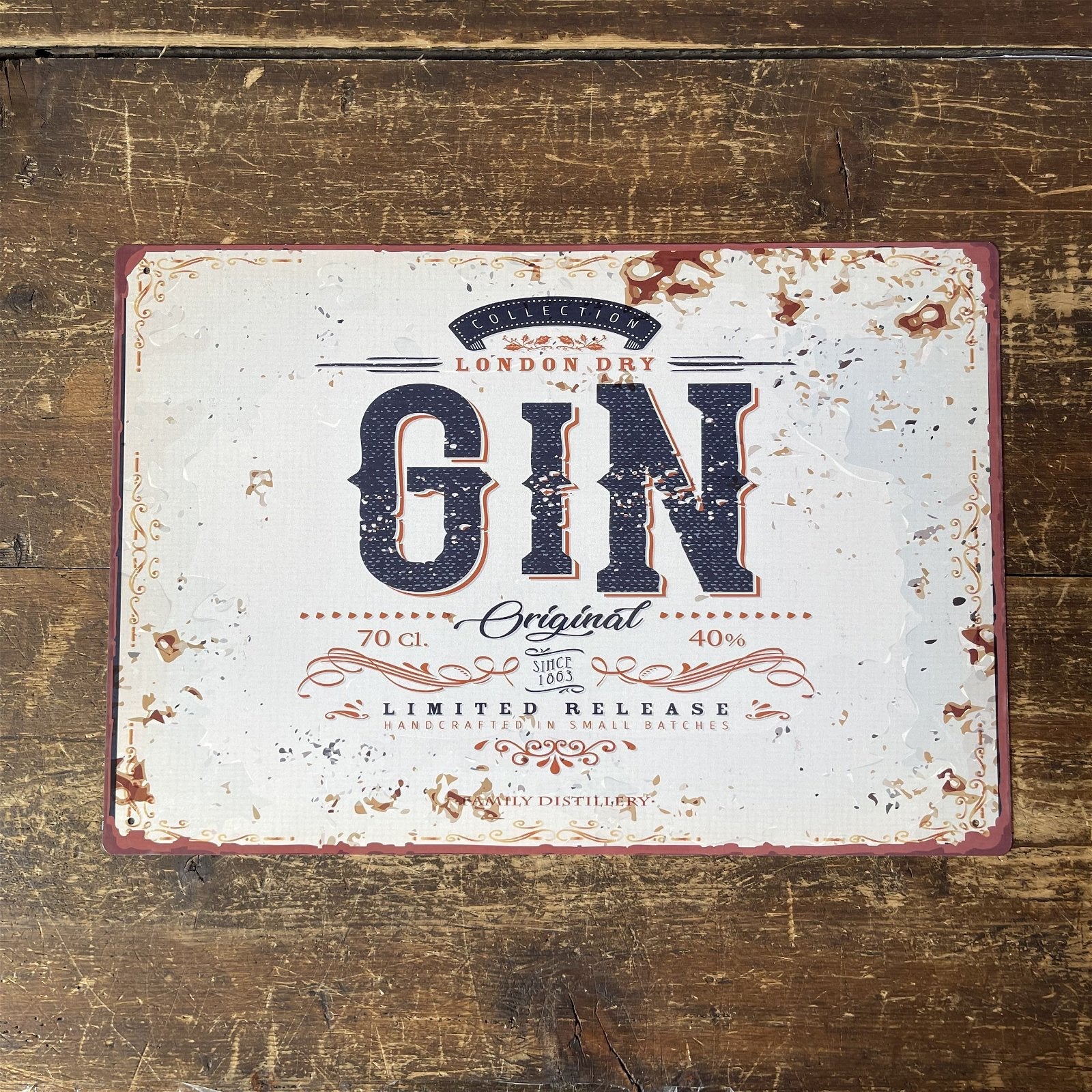 Vintage Metal Sign - Retro Advertising London Dry Gin Billies Inks ScentiMelti Wax Melts