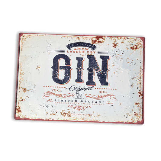 Vintage Metal Sign - Retro Advertising London Dry Gin Billies Inks ScentiMelti Wax Melts