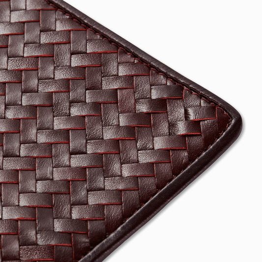 Handwoven Passport Holder, Bordeaux Red: Herringbone Cover | Mantidy®