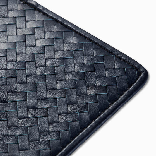 Handwoven Passport Holder, Navy Blue: Herringbone Cover | Mantidy®