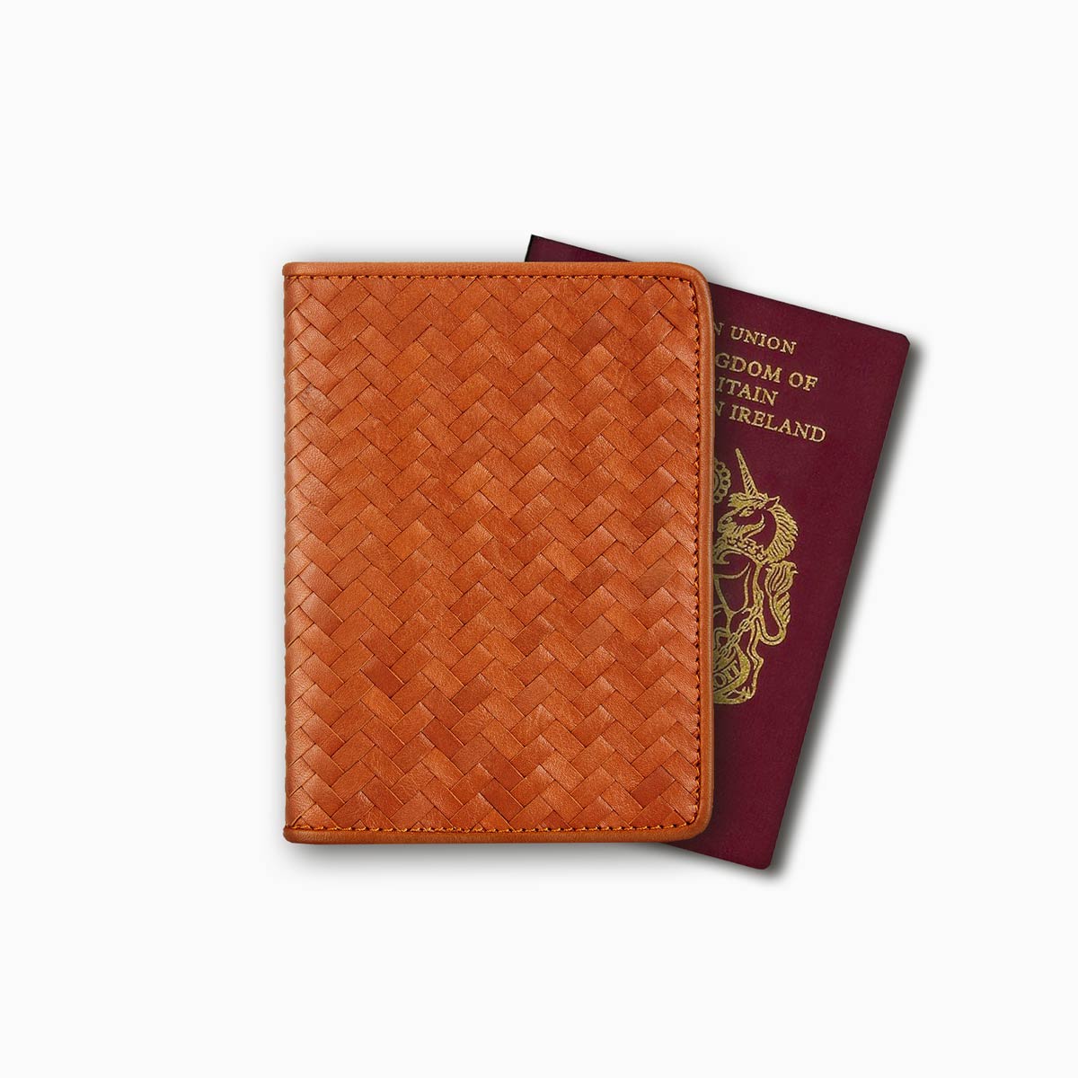 Handwoven Passport Holder, Tan: Herringbone Cover | Mantidy®