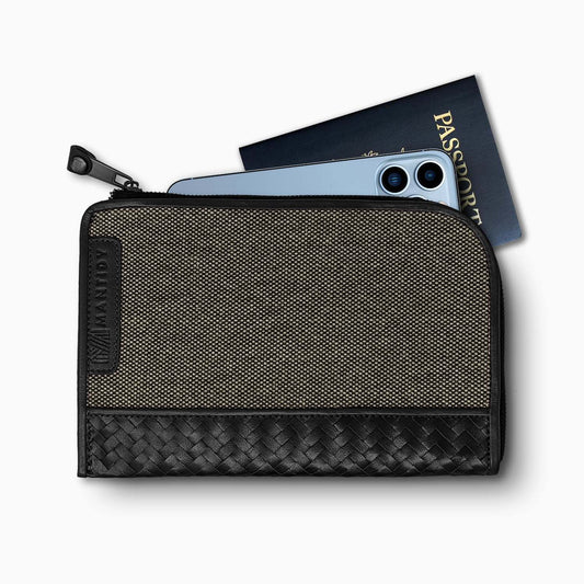 Herringbone Travel Wallet, Black | Mantidy® - ScentiMelti Home Fragrance, Beauty & Gifts UK