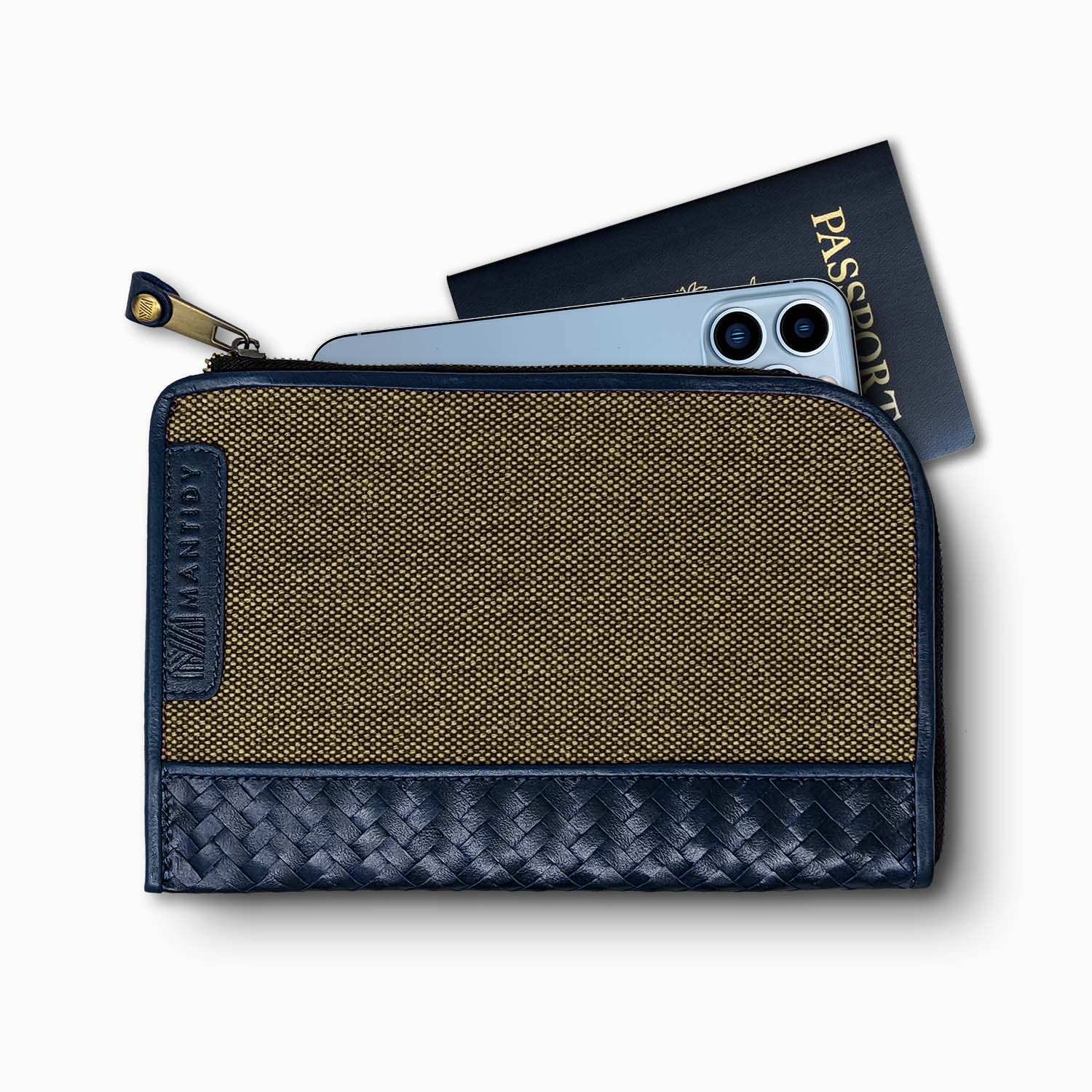 Herringbone Travel Wallet, Navy Blue | Mantidy® - ScentiMelti Home Fragrance, Beauty & Gifts UK