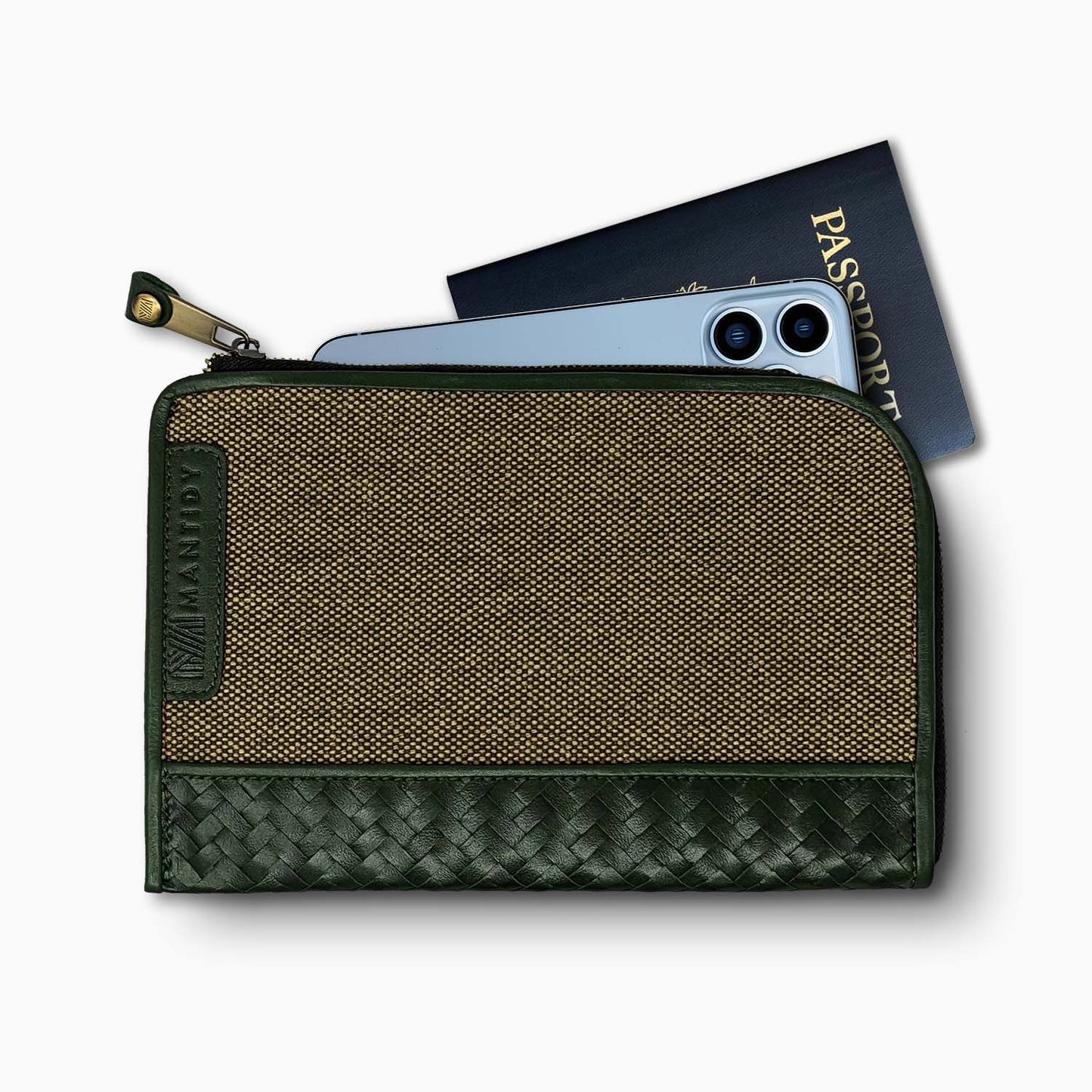 Herringbone Travel Wallet, Racing Green | Mantidy® - ScentiMelti Home Fragrance, Beauty & Gifts UK