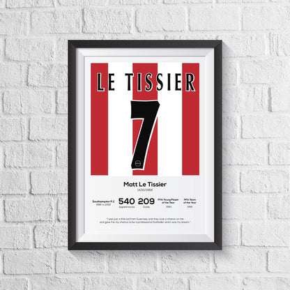 Matt Le Tissier Southampton Legend Stats Print MOTM Football ScentiMelti Wax Melts