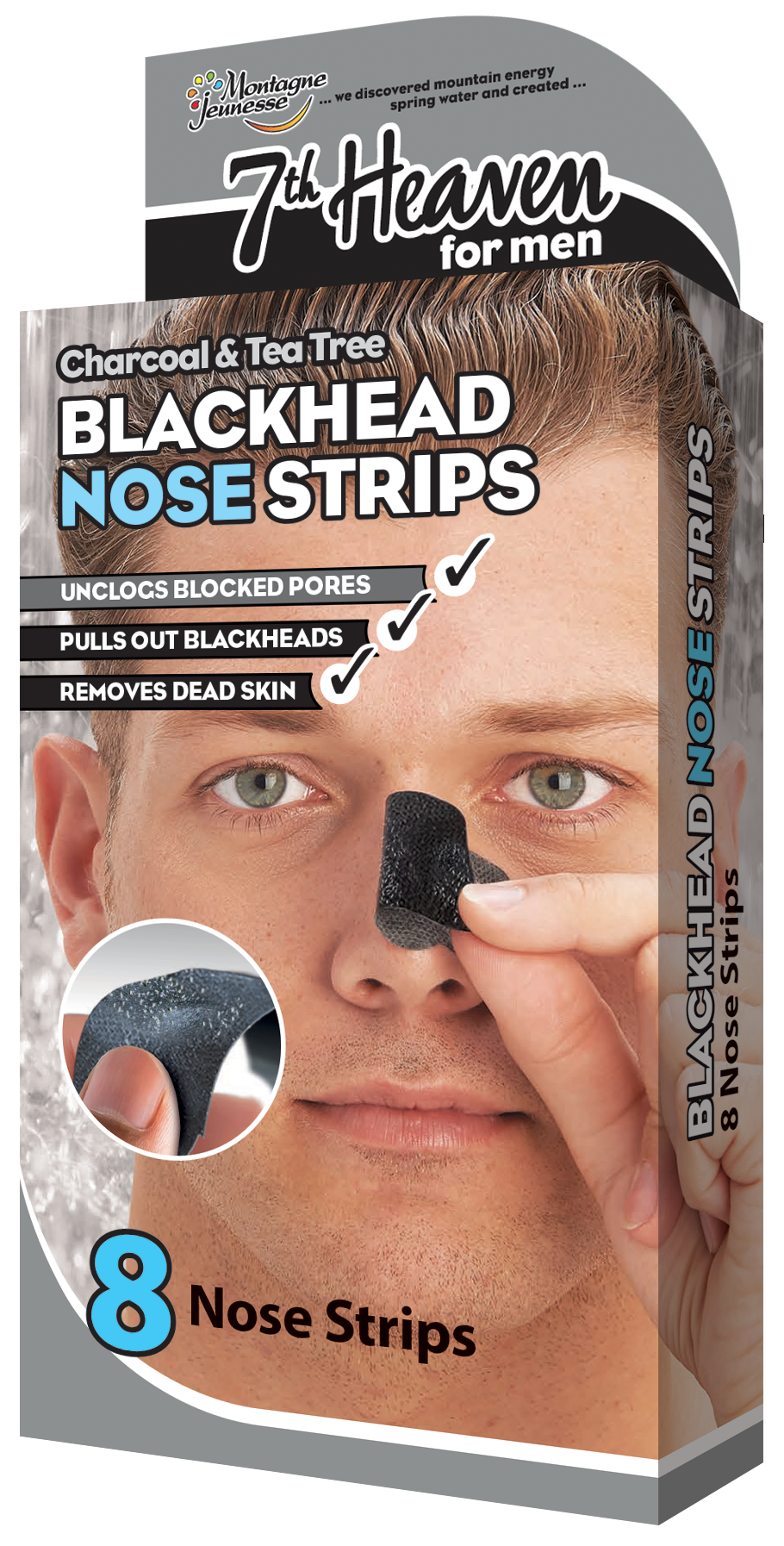 7th Heaven Men's Blackhead Nose Strips - Charcoal & Tea Tree - BOX  (8 x nose strips) Beauty Goddess ScentiMelti Wax Melts