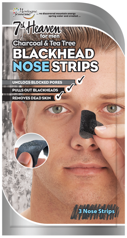 7th Heaven Men's Blackhead Nose Strips - Charcoal & Tea Tree - BOX  (8 x nose strips) Beauty Goddess ScentiMelti Wax Melts