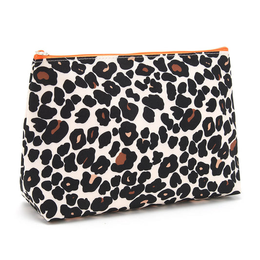 'Mia' Large Makeup Bag in Leopard Tan - ScentiMelti Home Fragrance, Beauty & Gifts UK