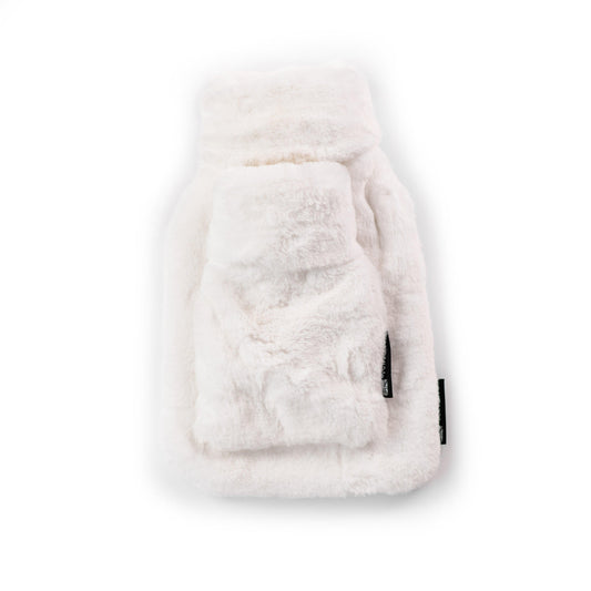 Little and Large Silky Soft White Faux Fur Hot Water Bottle Gift Set CosyPanda ScentiMelti Wax Melts