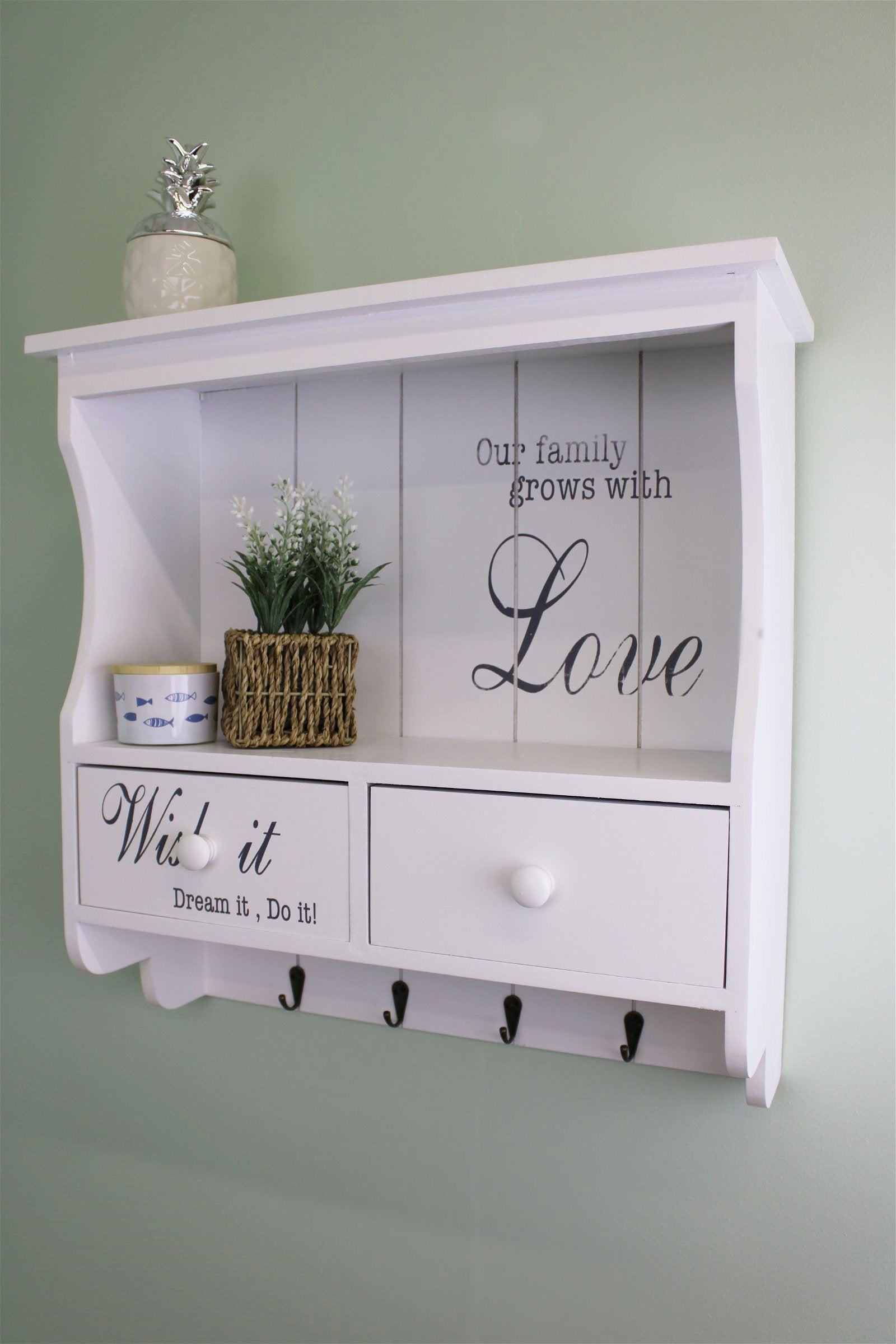 Wall Unit in White with Hooks, Drawers & Shelf Billies Inks ScentiMelti Wax Melts