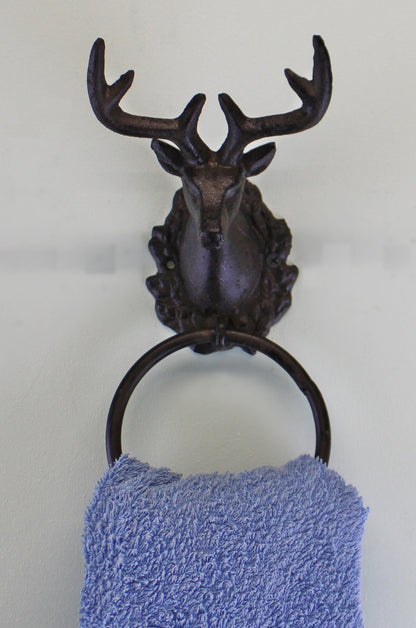 Cast Iron Rustic Towel Ring, Stag Head Design Billies Inks ScentiMelti Wax Melts