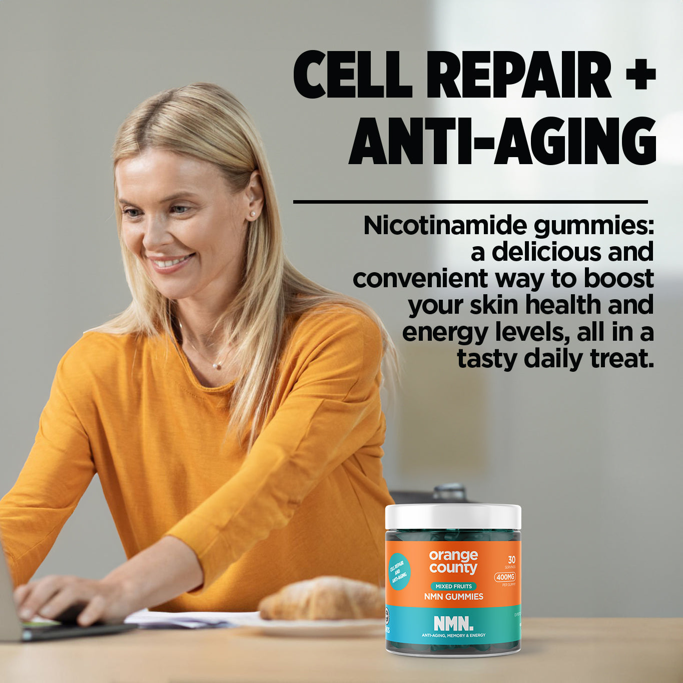 NMN (Nicotinamide) gummies Cell Repair + Anti-Aging | 30 Servings Mixed Fruit Flavour - ScentiMelti Home Fragrance, Beauty & Gifts UK