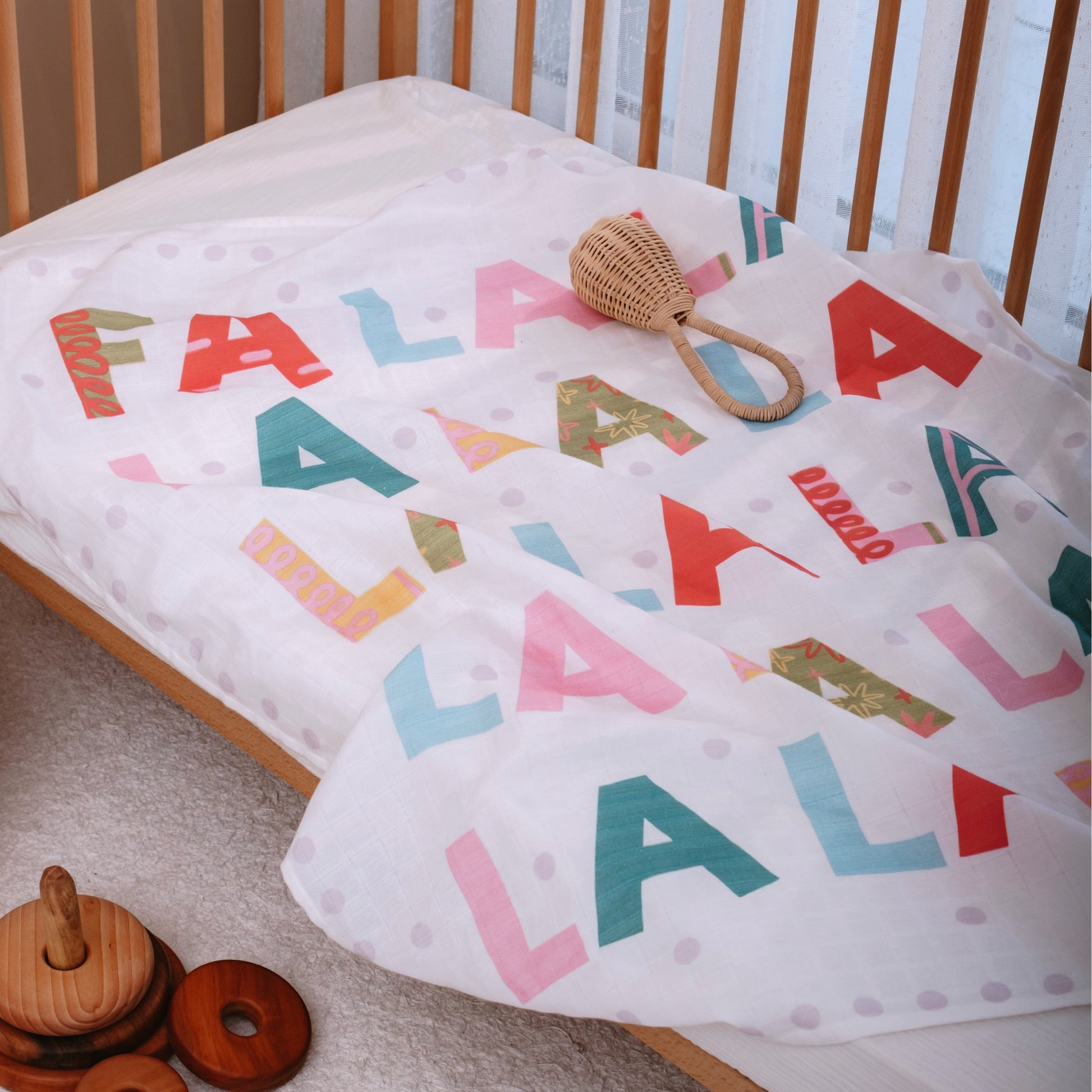 Fa La La La Baby Muslin Swaddle Blanket Christmas New Year geople home & baby london ScentiMelti Wax Melts