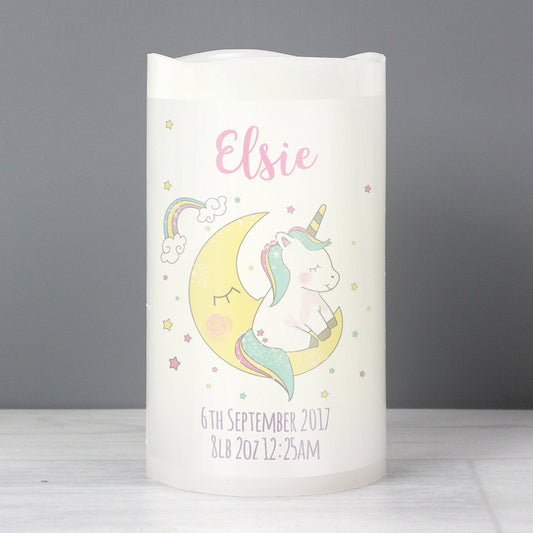 Personalised Baby Unicorn Nightlight LED Candle Gifts Finder ScentiMelti Wax Melts